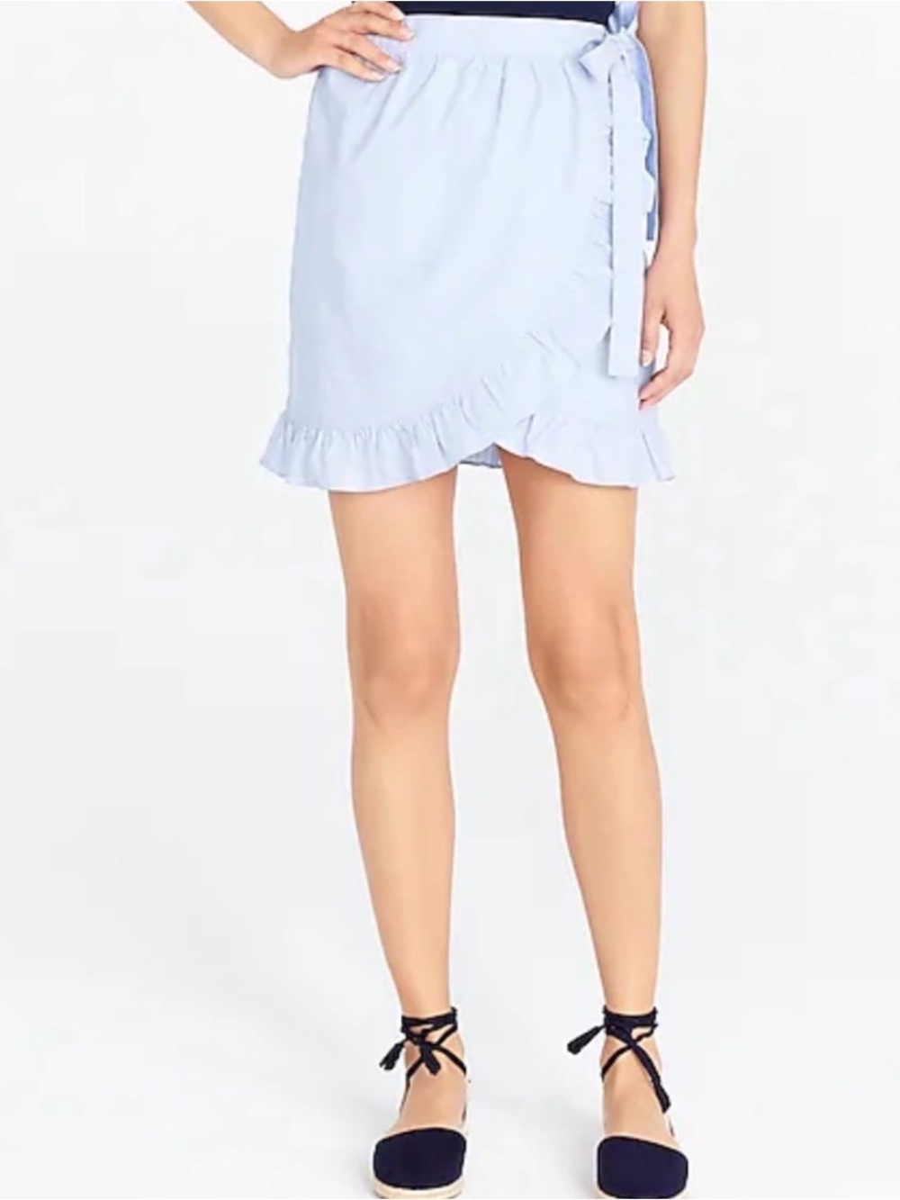 NWT J Crew Chambray Ruffle Wrap Skirt